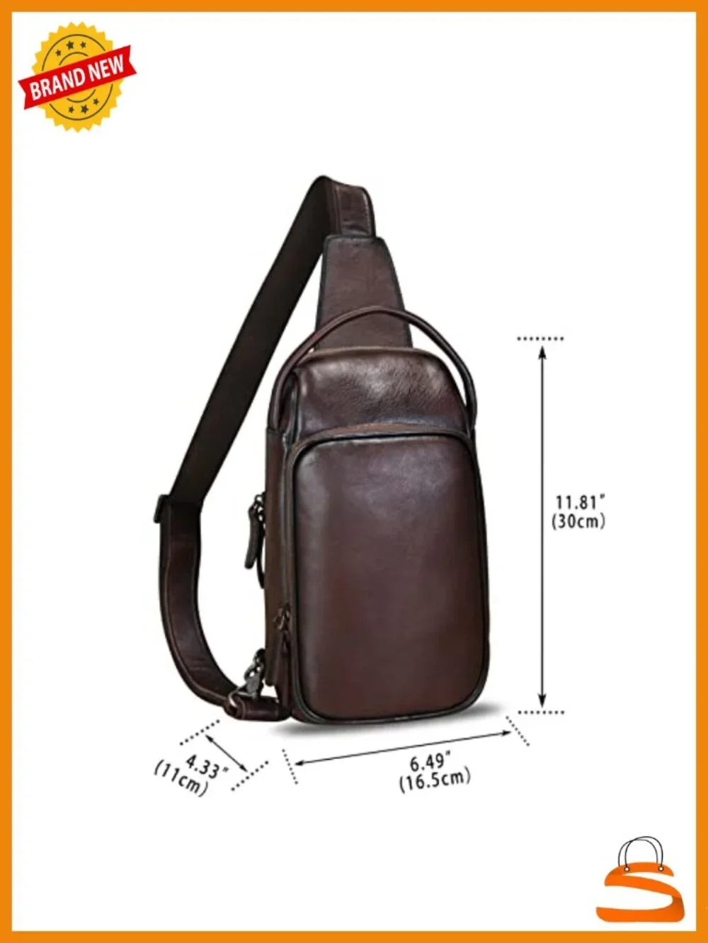 Genuine Leather Sling Bag Hiking Backpack Crossbody Daypack Anti-theft Shoulder
